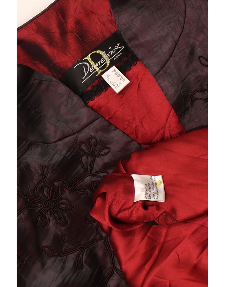 Vintage overfrakke til kvinder UK 16 Large Burgundy Floral Polyester
