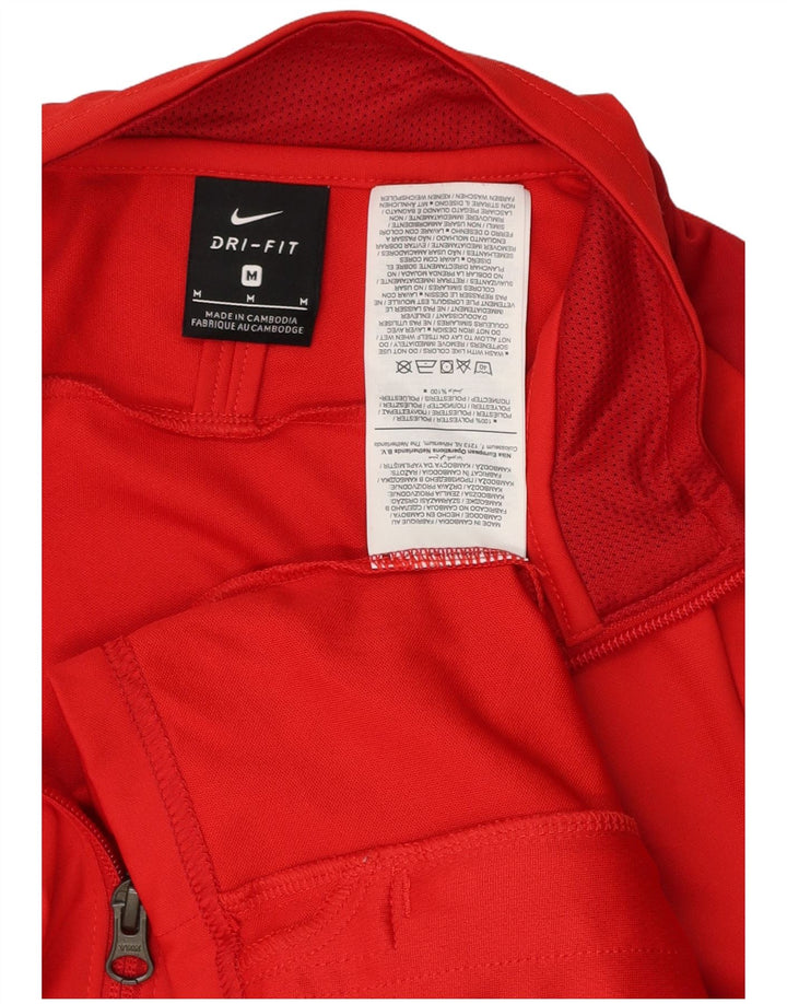 NIKE Mens Dri Fit Tracksuit Top Jacket Medium Red Polyester