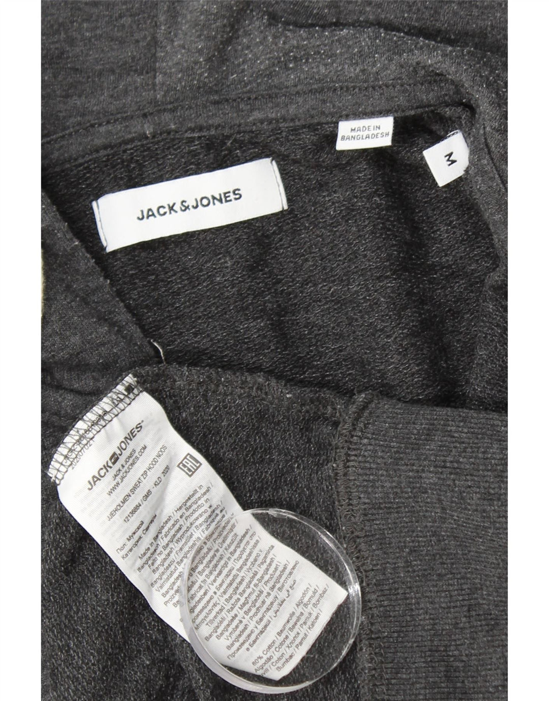 JACK & JONES Hættetrøje med lynlås til mænd mellemgrå bomuld