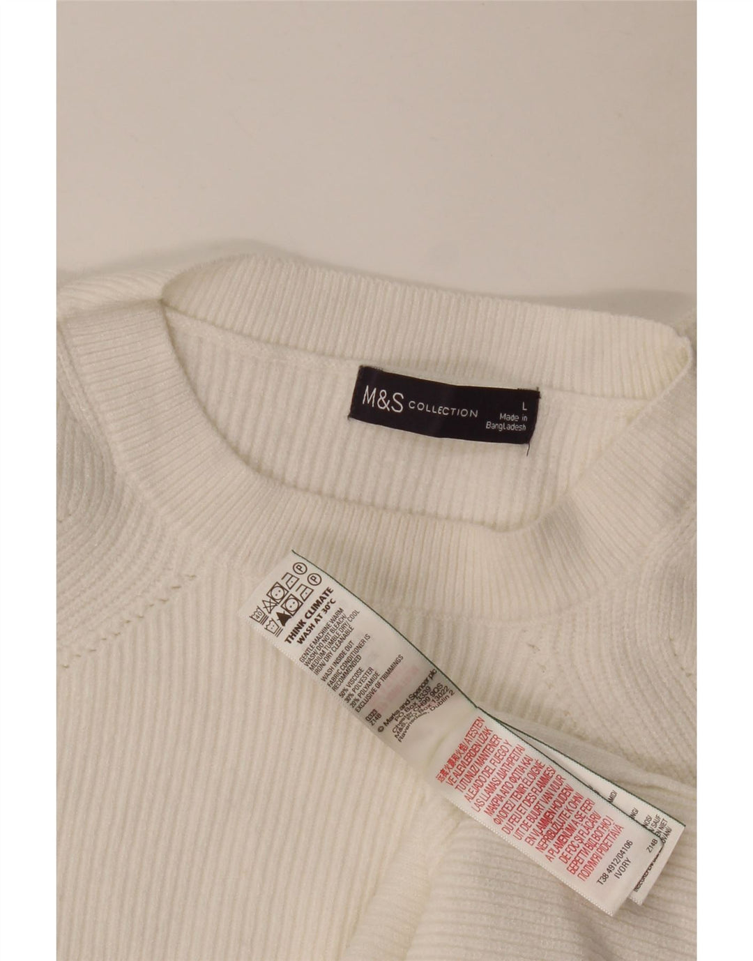 Marks & Spencer Dame sweater med rund hals DK 16 Stor hvid viskose