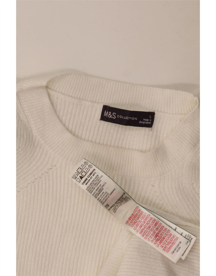 Marks & Spencer Dame sweater med rund hals DK 16 Stor hvid viskose