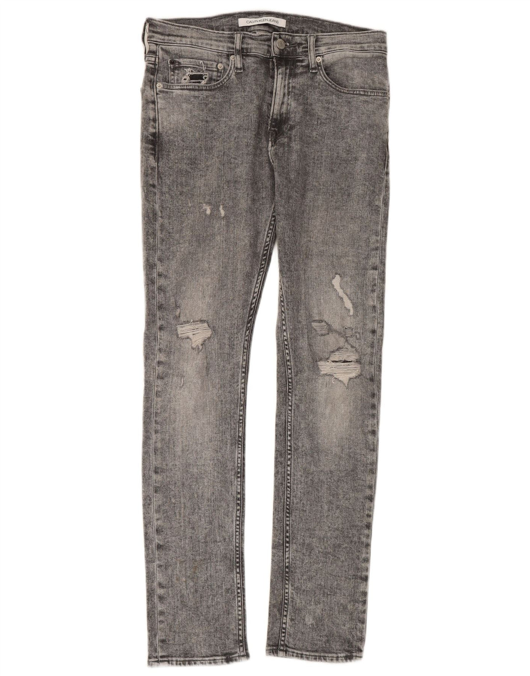 CALVIN KLEIN Kvinder Distressed Slim Jeans W29 L32 Grå Bomuld