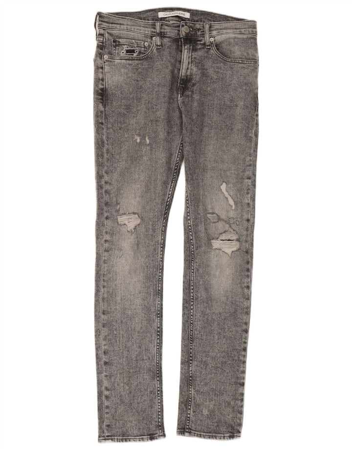 CALVIN KLEIN Kvinder Distressed Slim Jeans W29 L32 Grå Bomuld