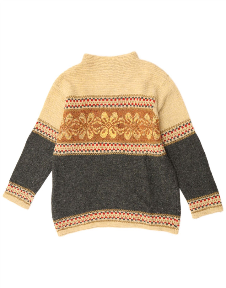 Benetton Dame Turtle Neck Jumper Sweater UK 16 Large Grey Colourblock