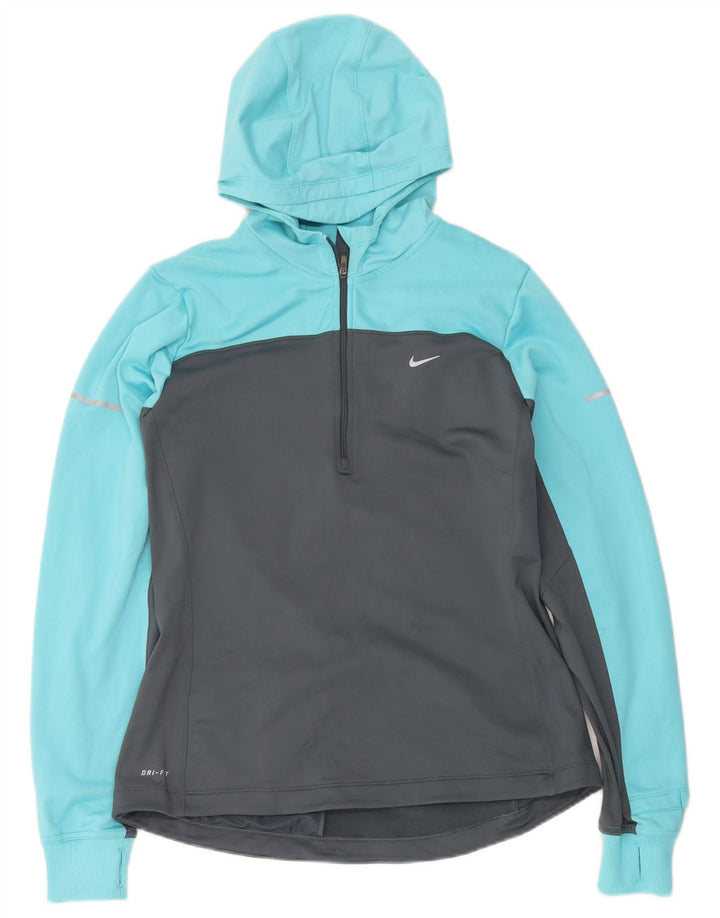 Nike Dame Dri Fit Hættetrøje Træningsdragt Top UK 16 Stor Blå