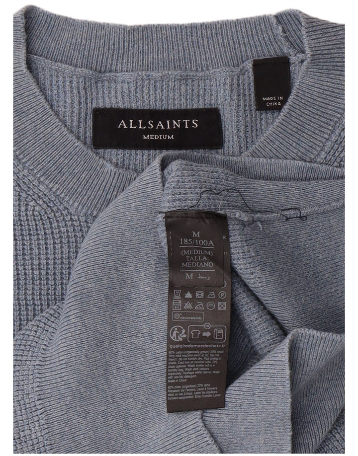 ALL SAINTS Herre sweater med rund hals, mellemblå bomuld
