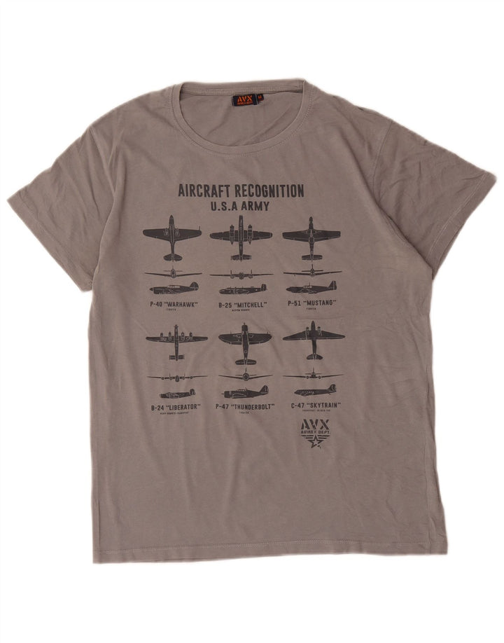 Avirex Herre grafisk T-shirt Top mellemgrå