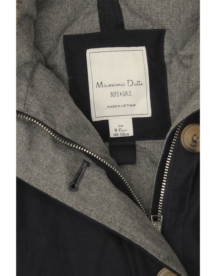 Massimo Dutti Pige Hættejakke Parka 11-12 År Marineblå