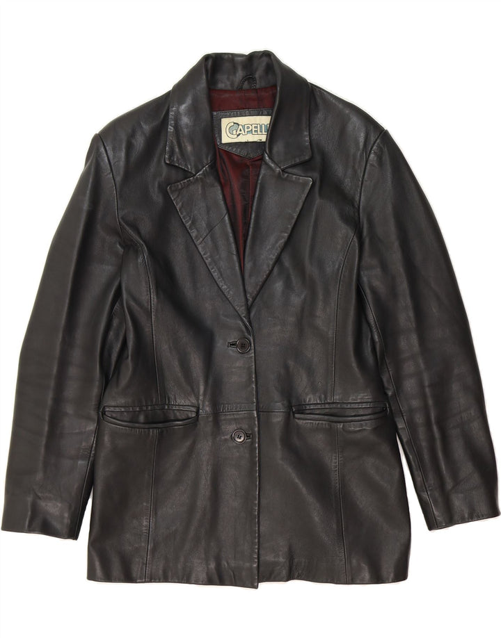 CAPELLE Womens Leather Jacket UK 12 Medium Black Leather Vintage Capelle and Second-Hand Capelle from Messina Hembry 