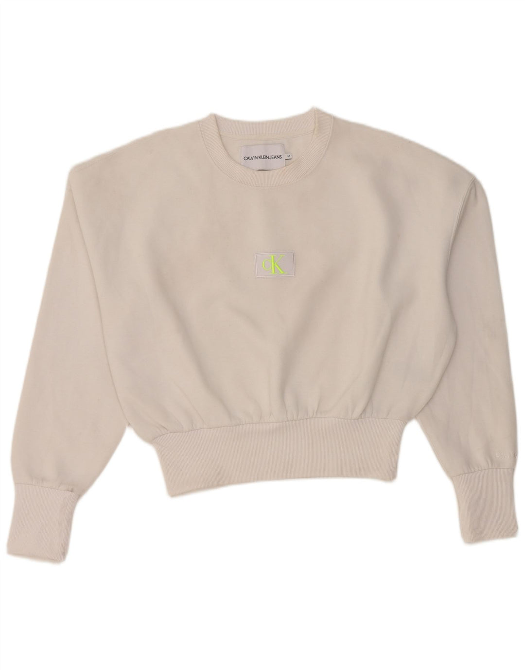 Calvin Klein Jeans Dame Oversized Sweatshirt Jumper UK 14 Medium White