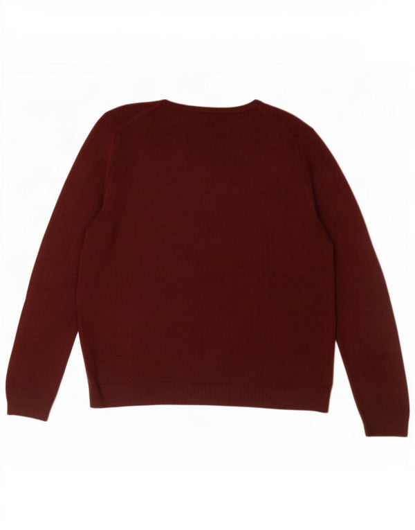 Marks & Spencer Dame V-hals sweater UK 14 Stor Bourgogne akryl