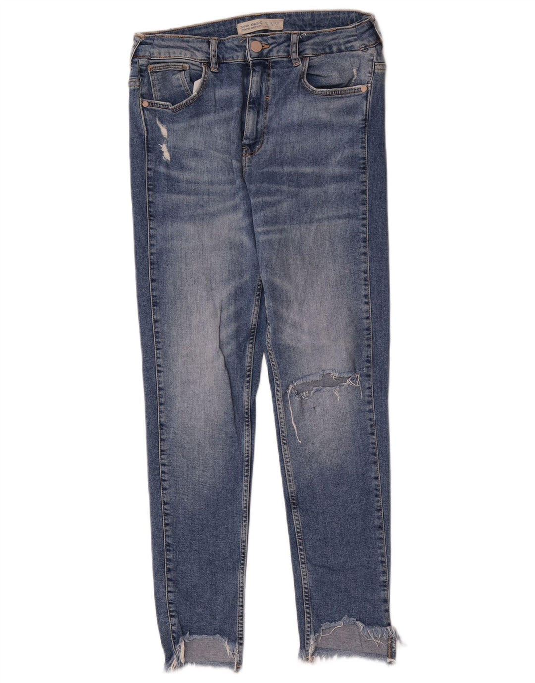 Zara Dame Distressed Skinny Jeans EU 40 Medium W30 L27 Blå
