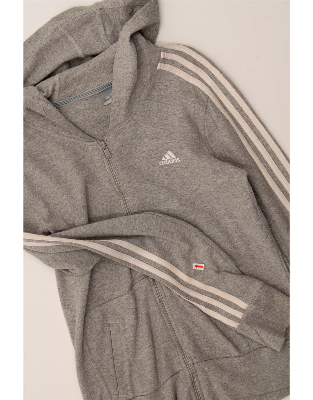 ADIDAS Womens Zip Hoodie Sweater UK 12 Medium Grey Cotton Vintage Adidas and Second-Hand Adidas from Messina Hembry 