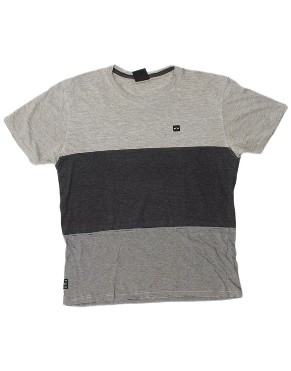 Oakley Herre T-Shirt Top Medium Grey Colourblock Bomuld