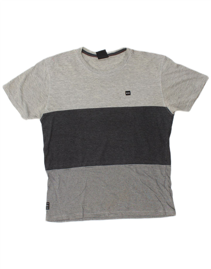 Oakley Herre T-Shirt Top Medium Grey Colourblock Bomuld