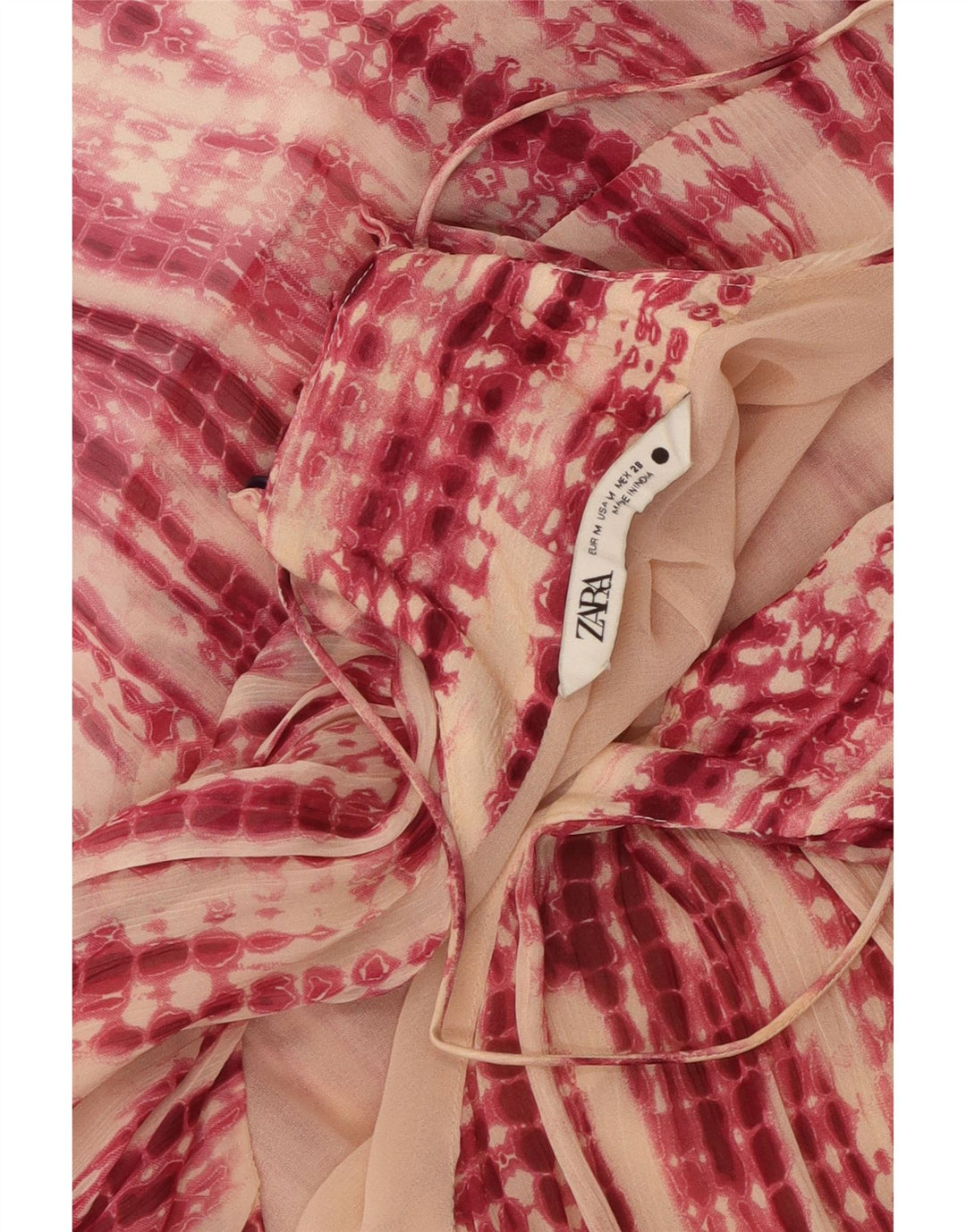Zara Dame Halter Tiered Dress UK 14 Medium Pink Tie Dye
