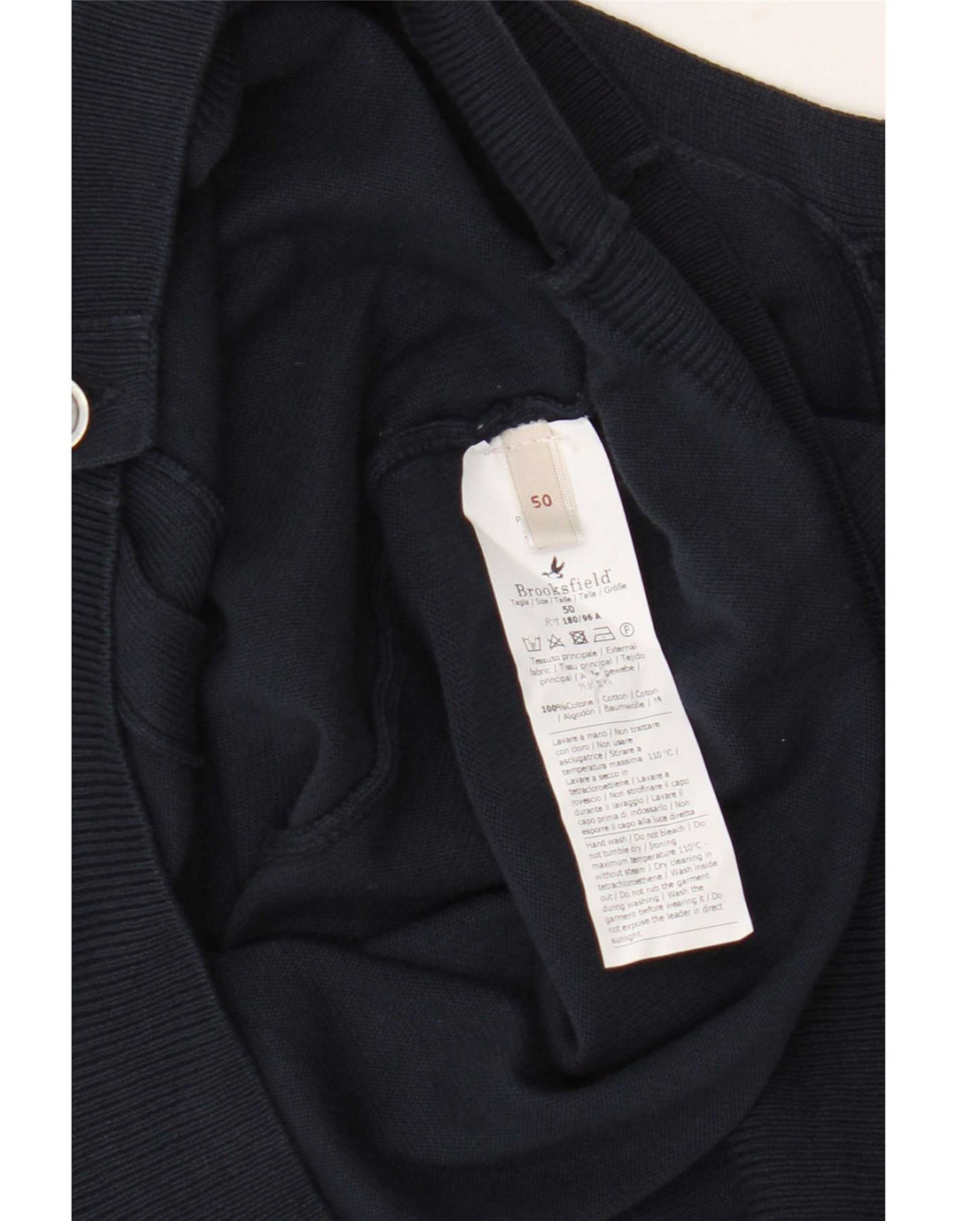 Brooksfield Herre Cardigan Sweater IT 50 Medium Navyblå Bomuld