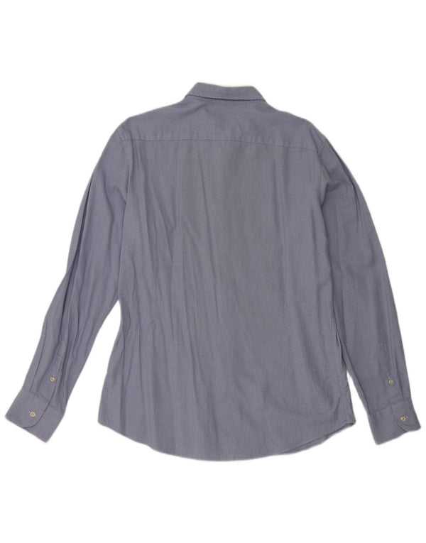 Massimo Dutti Mens Slim Fit Shirt Large Blue Geometric