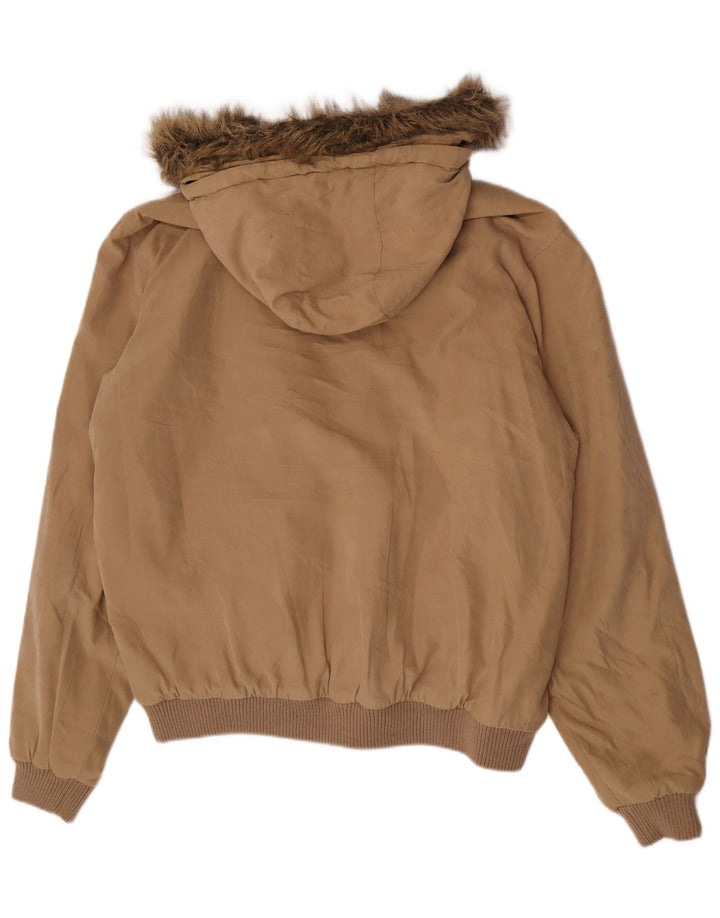 Slam Herre Hooded Bomber Windbreaker Jacket UK 42 XL Beige Polyester