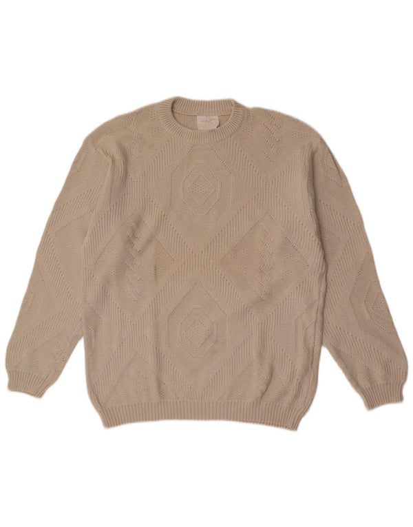 Vintage herre sweater med rund hals IT 56 XL Beige