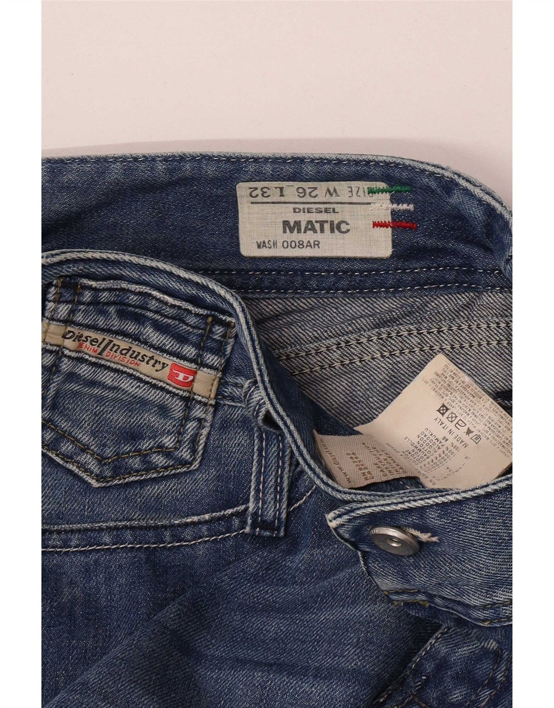Diesel Dame Matic Distressed Slim Jeans W26 L32 Blå Bomuld