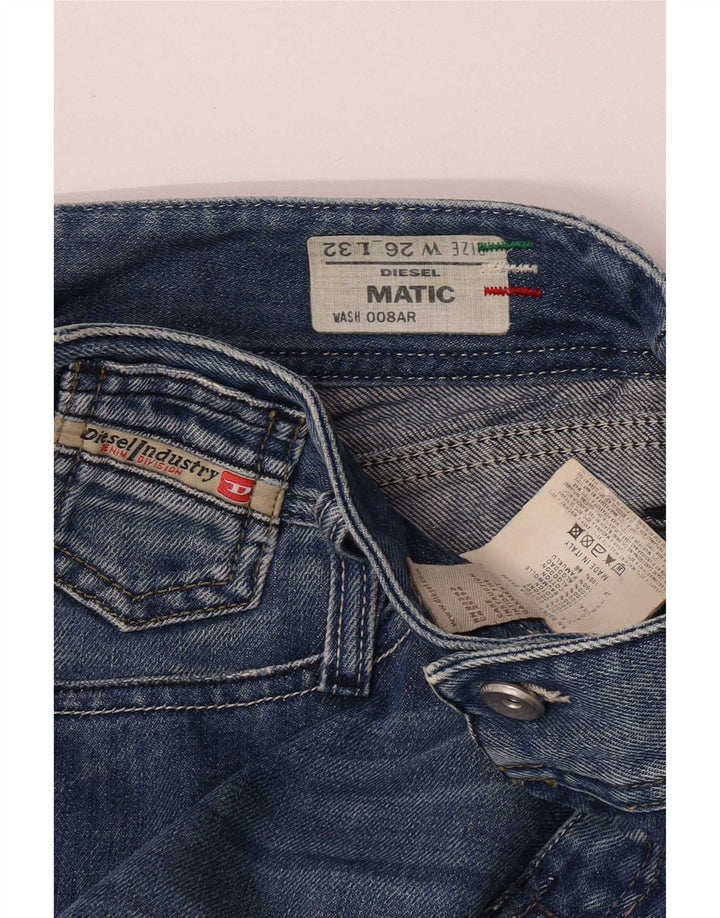 Diesel Dame Matic Distressed Slim Jeans W26 L32 Blå Bomuld