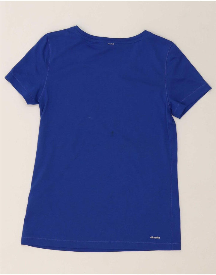 ADIDAS Girls Climalite T-Shirt Top 11-12 Years Blue Polyester