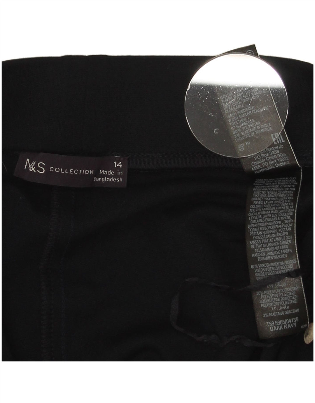 Marks & Spencer Womens Leggings UK 14 Large Navy Blue Viscose