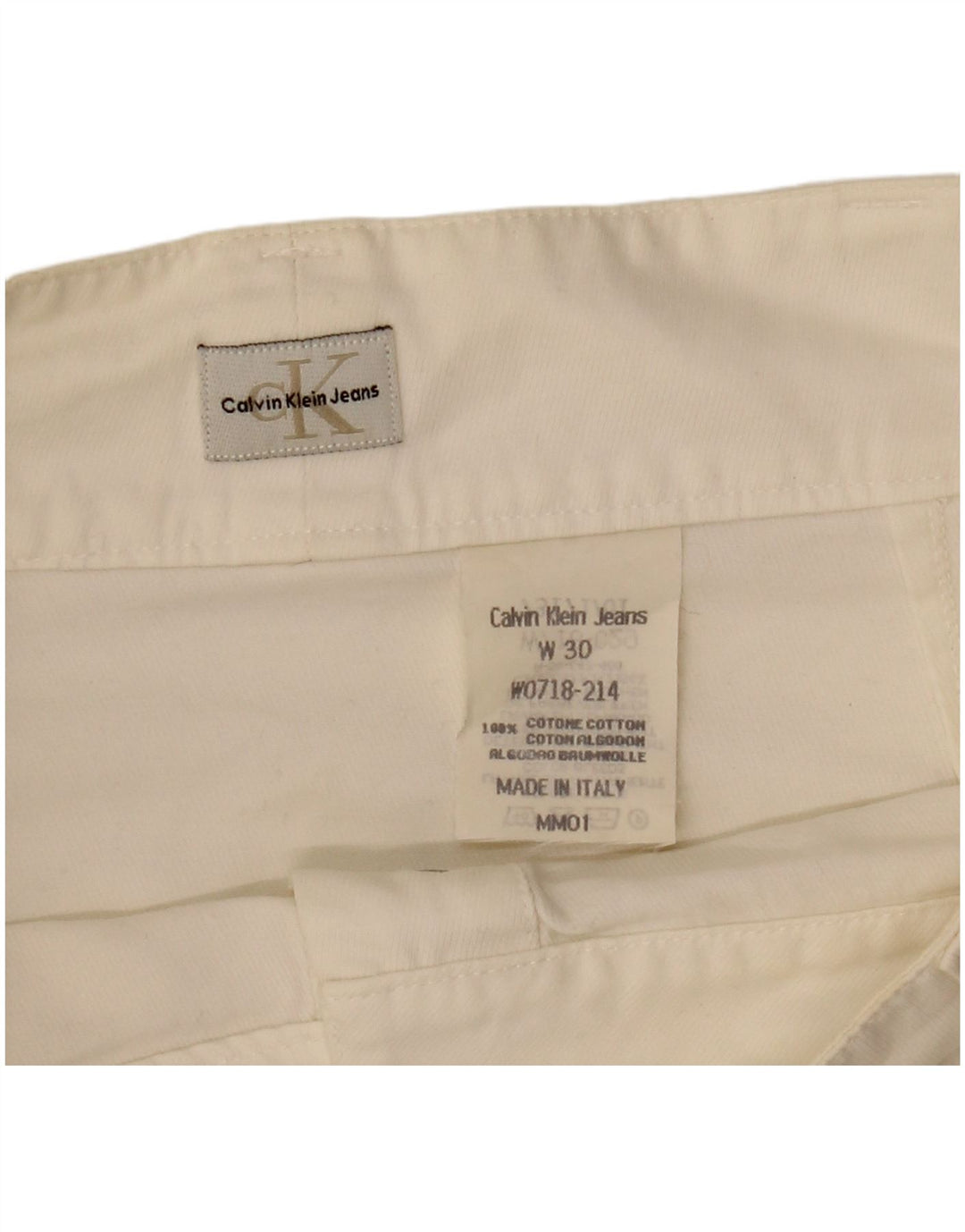 CALVIN KLEIN Mininederdel til kvinder W30 Medium Off White Bomuld