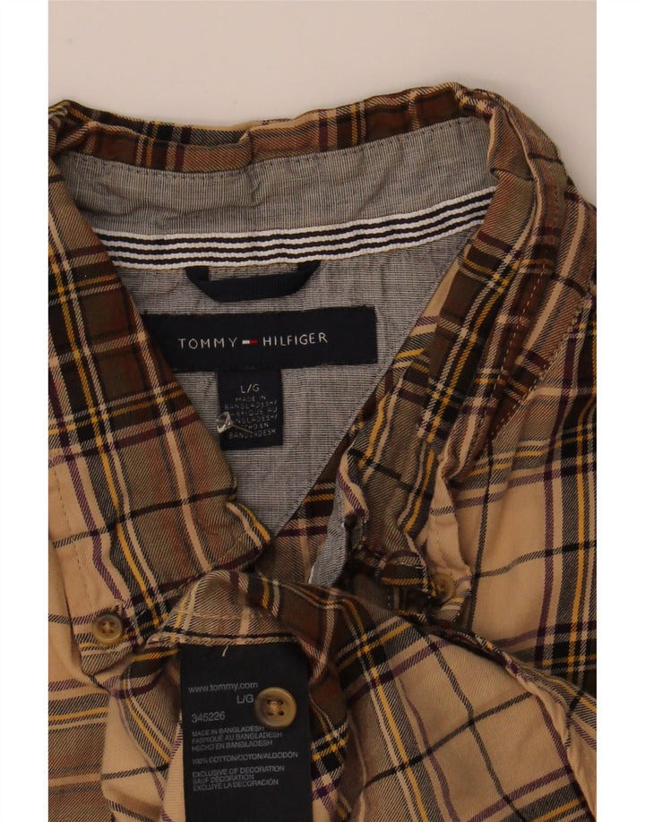 Tommy Hilfiger Herre Flanellskjorte Stor Beige Ternet Bomuld