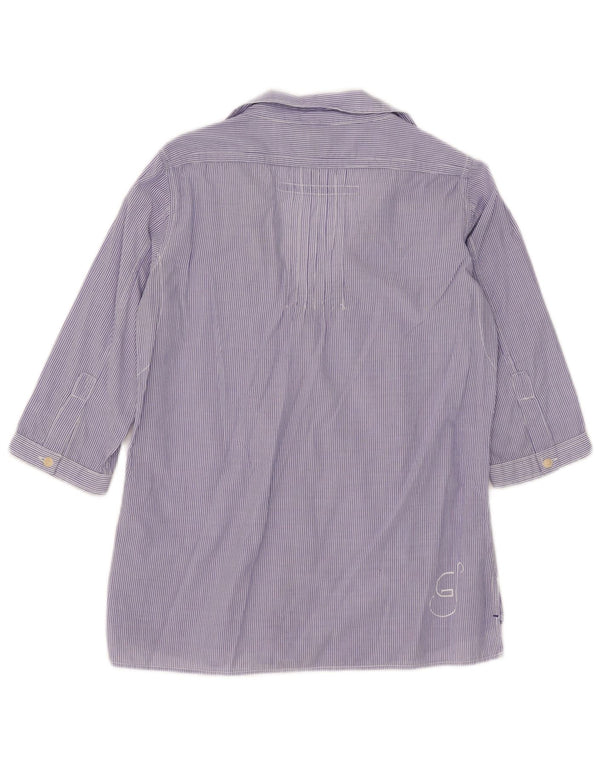 G-Star skjorte med 3/4 ærmer til kvinder UK 10 Small Blue Pinstripe