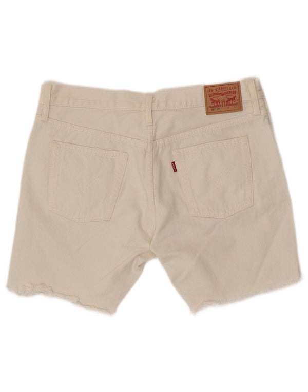 LEVI'S Womens 501 Distressed Denim Shorts W28 Medium White Bomuld
