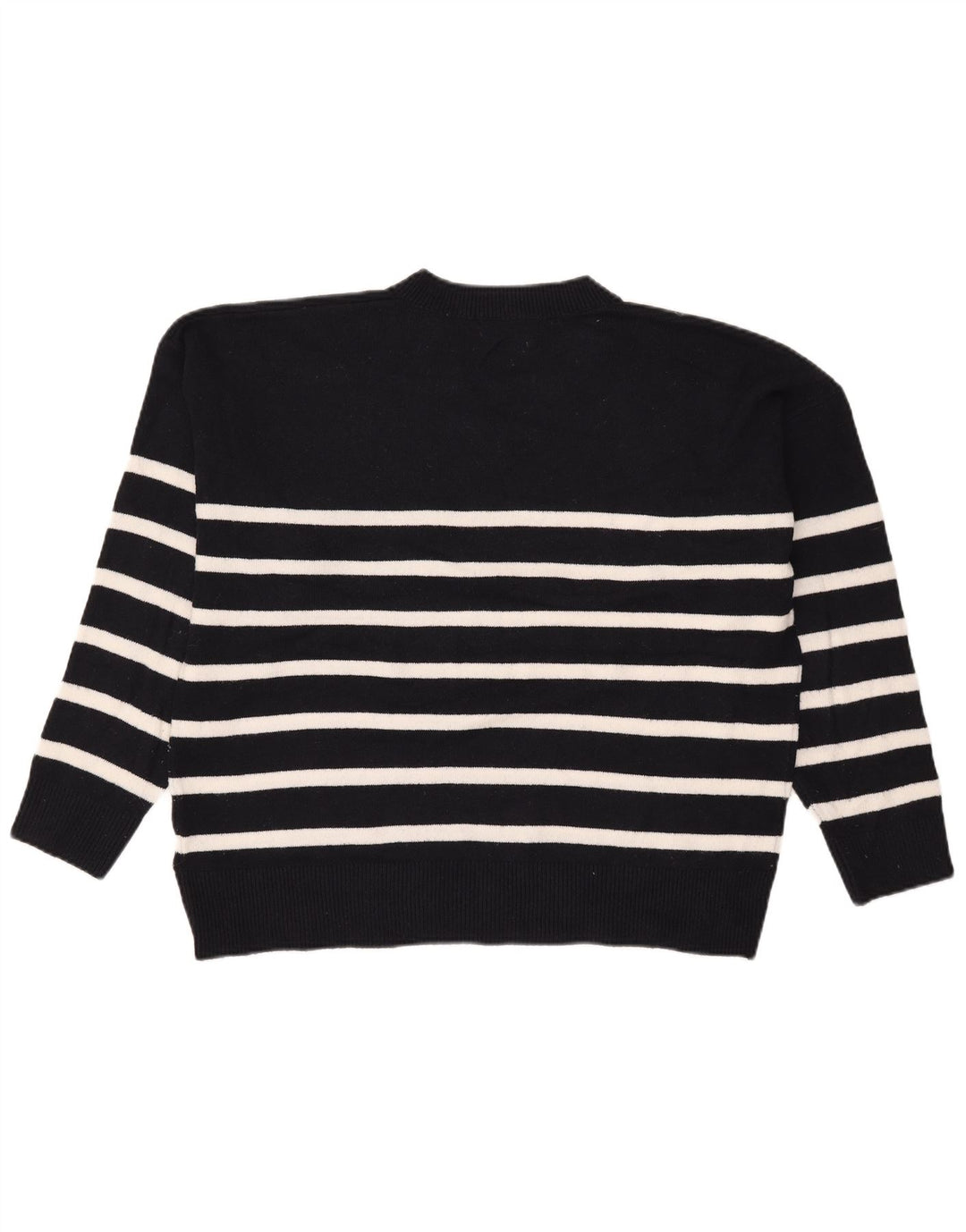 Marks & Spencer Dame V-hals sweater UK 16 Stor sort stribet