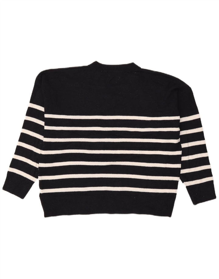 Marks & Spencer Dame V-hals sweater UK 16 Stor sort stribet