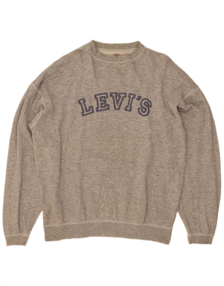Levi's Herre grafisk sweatshirt XL Grå Flecked Bomuld