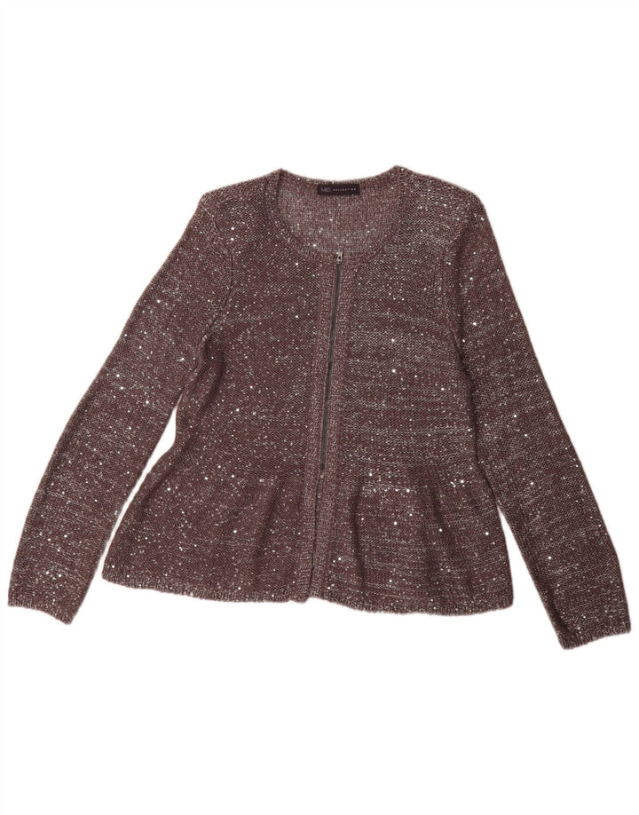 Marks & Spencer Dame Cardigan Sweater UK 16 Large Grey Flecked Polyester