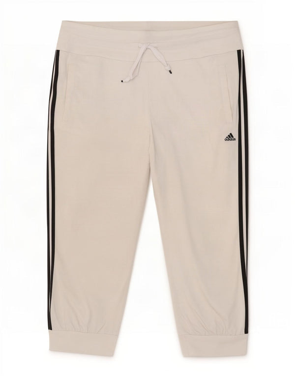 Adidas Dame Capri træningsdragt Bukser Joggers UK 16/18 Large White Bomuld