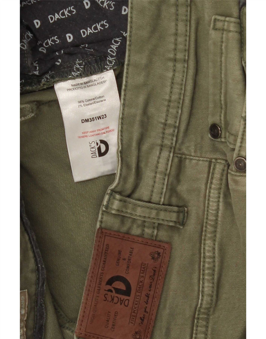 Dacks Herre Slim Jeans IT 50 Large W34 L30 Khaki Cotton