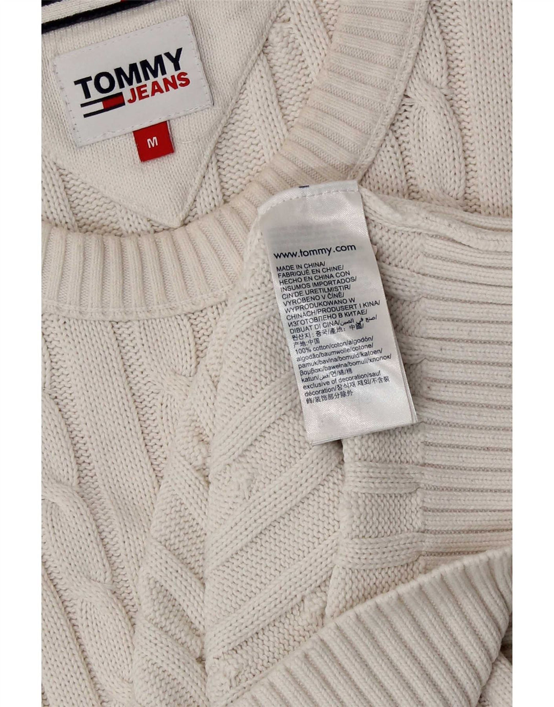 Tommy Hilfiger Herre Crew Neck sweater Medium White Bomuld