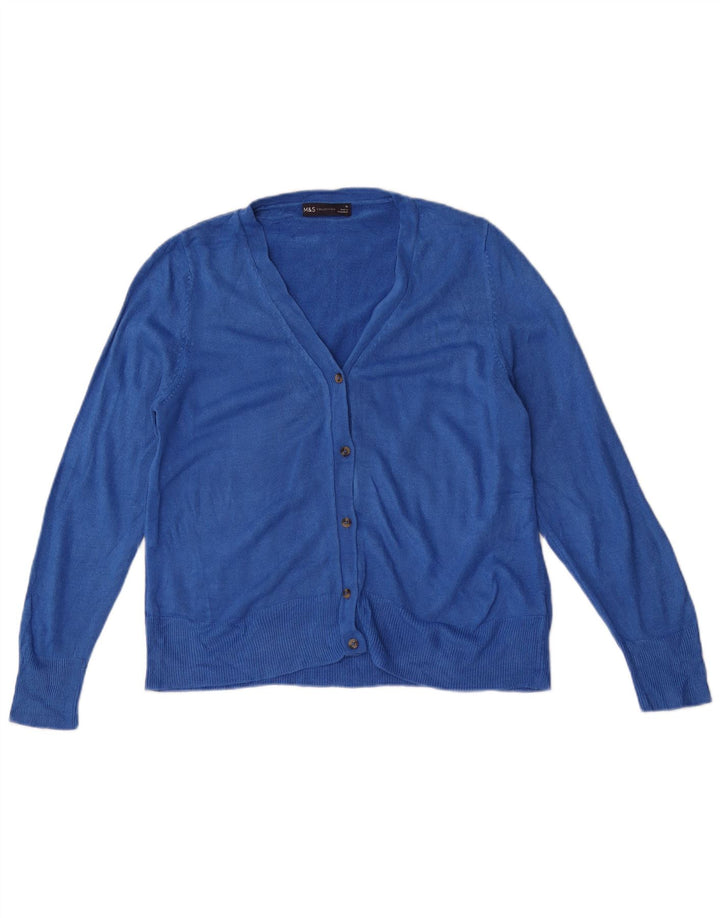 Marks & Spencer Dame Cardigan Sweater UK 16 Stor Blå Akryl
