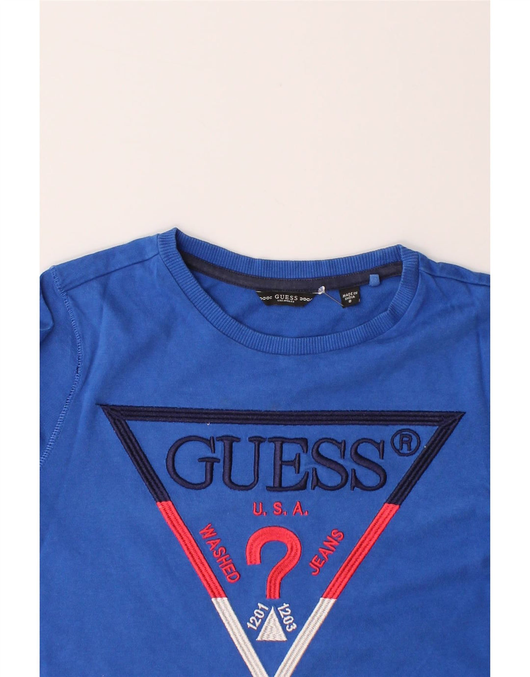 GUESS Boys Graphic Top Long Sleeve 7-8 Years Blue Cotton Vintage Guess and Second-Hand Guess from Messina Hembry 