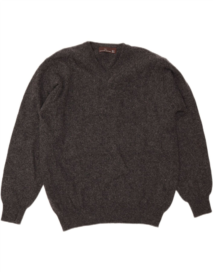 ZARA Herre V-hals sweater mellemgrå uld