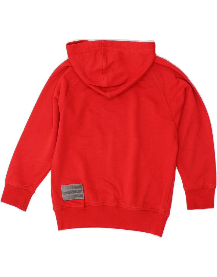ADIDAS Boys Graphic Hoodie Jumper 7-8 Years Medium Red Cotton Vintage Adidas and Second-Hand Adidas from Messina Hembry 
