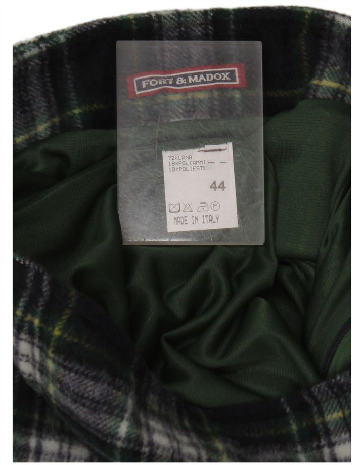 FORT & MADOX Dame Pencil Skirt IT 44 Medium W28 Marineblå ternet uld