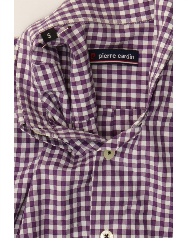 PIERRE CARDIN Mens Shirt Small Purple Gingham Cotton Vintage Pierre Cardin and Second-Hand Pierre Cardin from Messina Hembry 