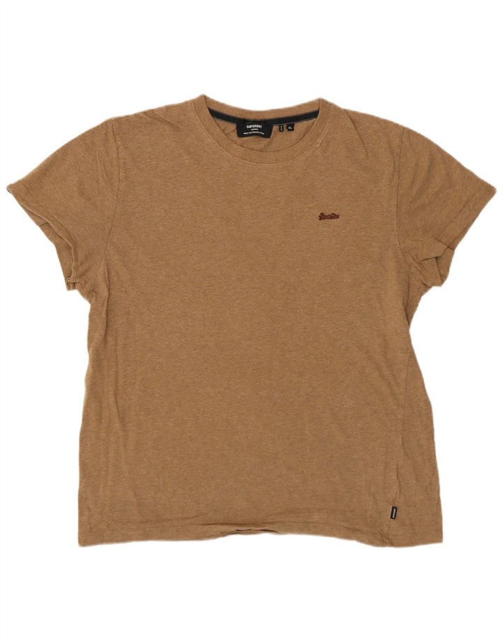 SUPERDRY T-shirt top til kvinder UK 18 XL Beige Bomuld