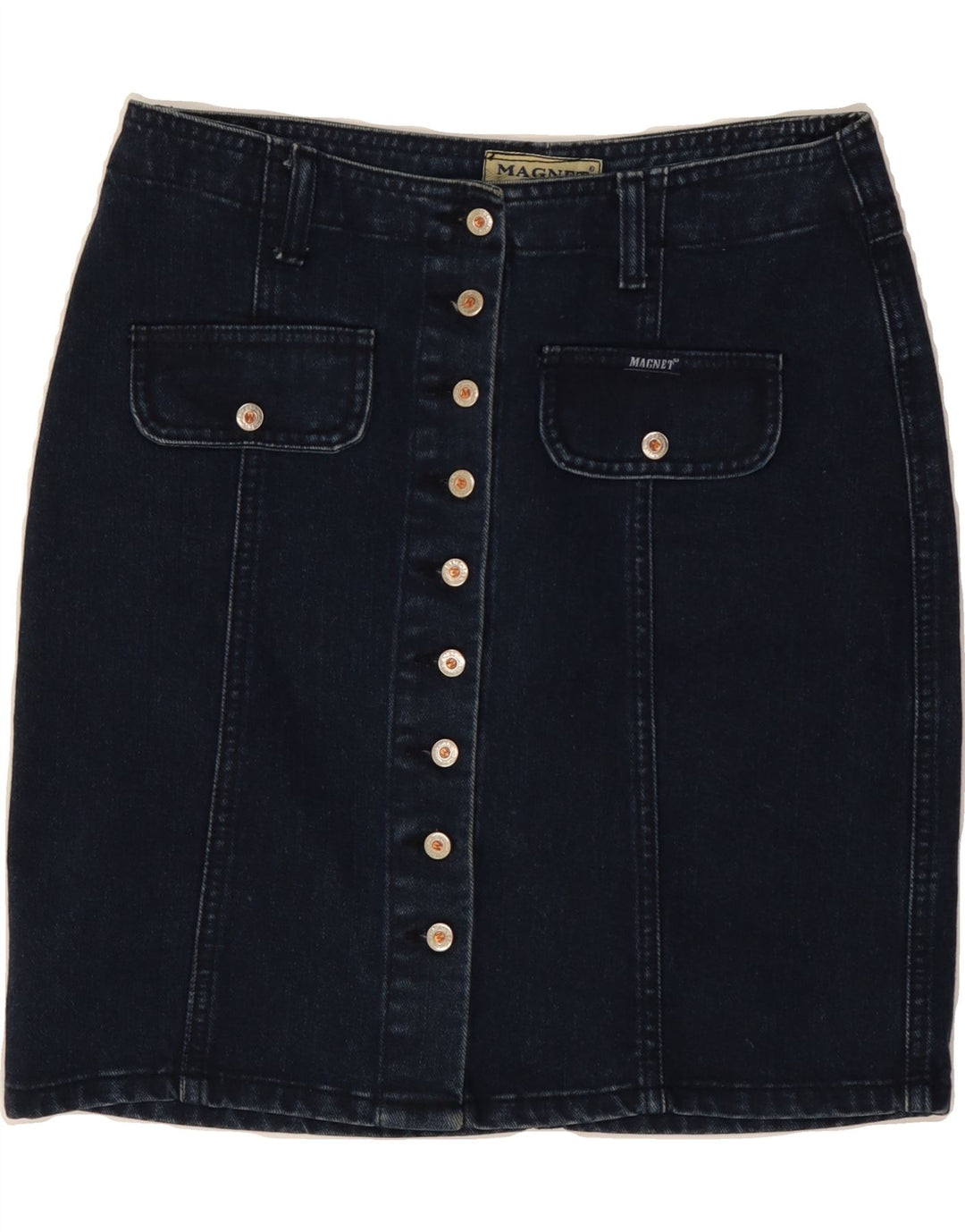 VINTAGE Dame Denim Nederdel IT 40 Small W27 Navy Blue
