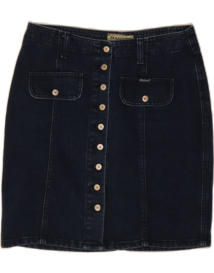 VINTAGE Dame Denim Nederdel IT 40 Small W27 Navy Blue