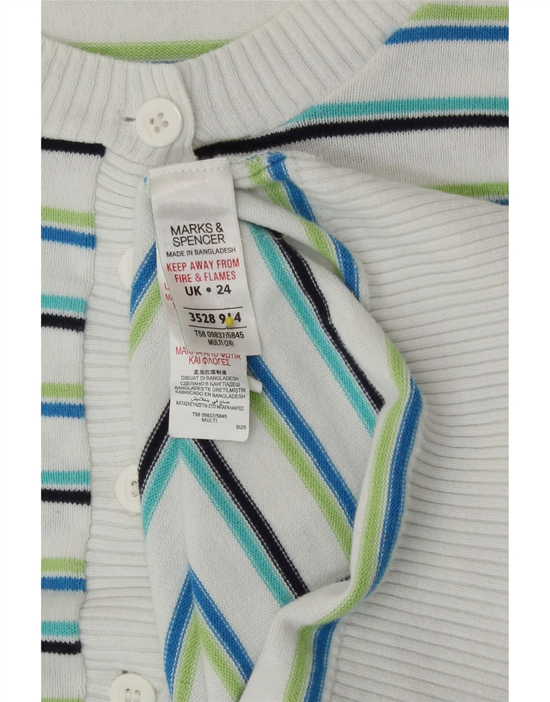 Marks & Spencer Dame Cardigan Sweater UK 24 4XL Flerfarvet Stribet