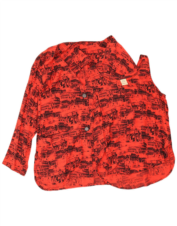 Vintage Kvinders Grafisk Oversized 2-delt sæt IT 46 Large Red Viscose